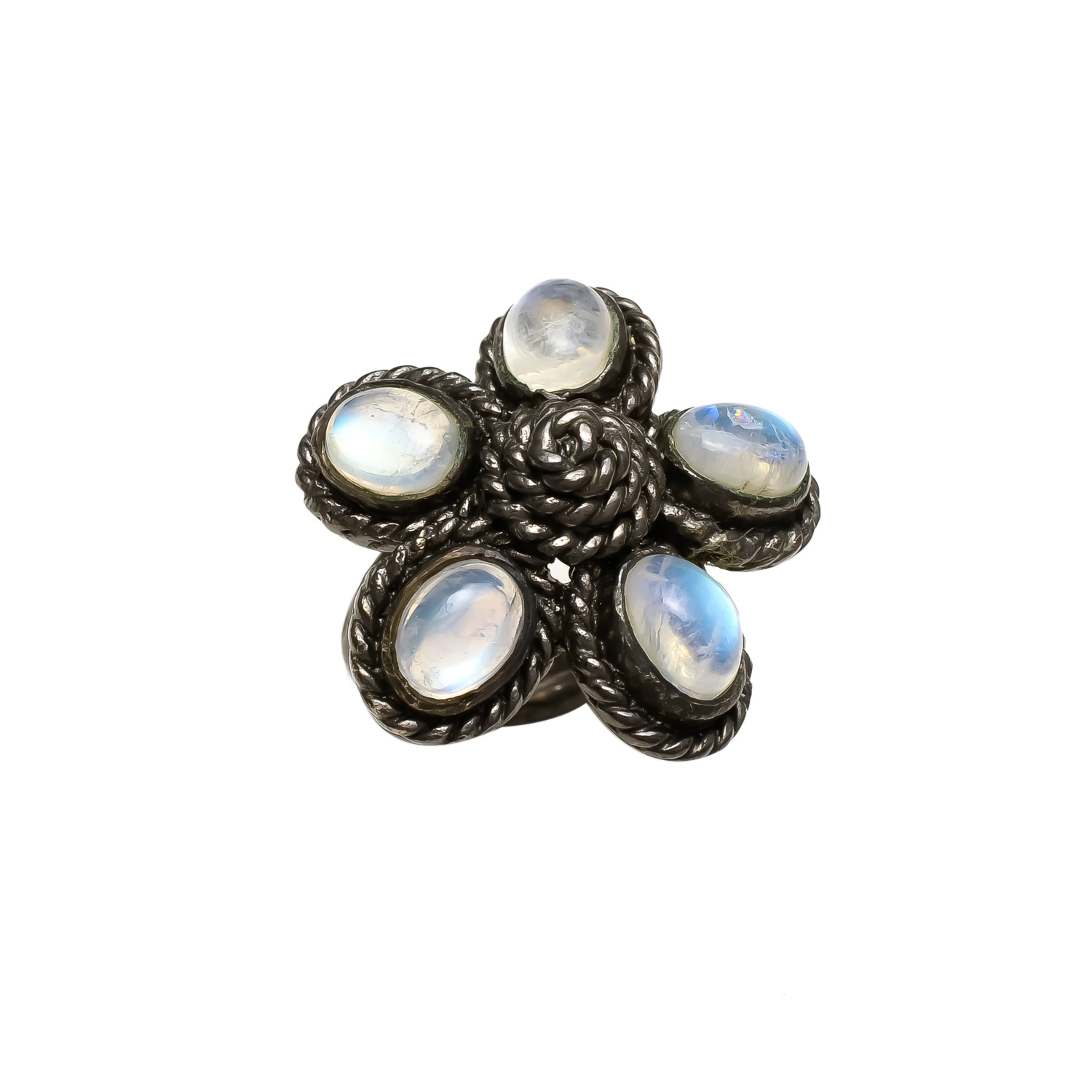Vintage-Inspired Moonstone Floral Ring - Image 3